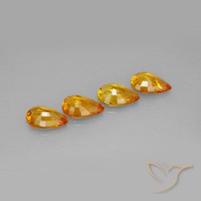 Sapphire Gemstones in 7 x 5 mm (calibrated) Size for Sale, Sapphire Stones in Dark Orange-Gold Color
