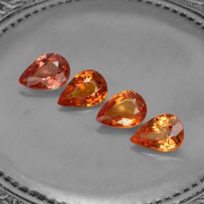 2.99 ctw Orange Sapphire Gemstones, Sapphire Gems in Pear Facet Shape for Sale.