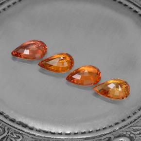 Sapphire Gemstones in 7 x 5 mm (calibrated) Size for Sale, Sapphire Stones in Reddish Orange Color