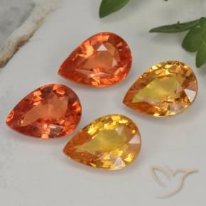3.85 ctw Orange Sapphire Stones, Natural Sapphire in Pear Facet Shape for Sale