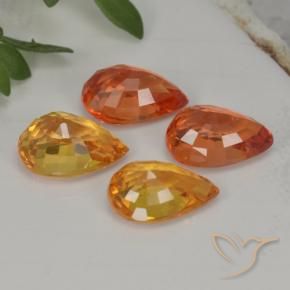 Sapphire Gemstones in 7 x 5 mm (calibrated) Size for Sale, Sapphire Stones in Reddish Orange Color