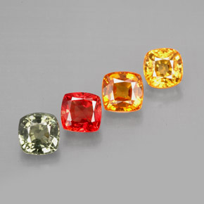 2.79 ctw Multicolor Sapphire Stones, Natural Sapphire in Cushion-Cut Shape for Sale