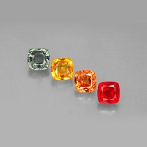2.70 ctw Multicolor Sapphire Gemstones, Sapphire Gems in Cushion-Cut Shape for Sale.