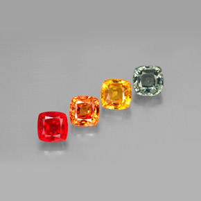 2.70 ctw Multicolor Sapphire Stones, Natural Sapphire in Cushion-Cut Shape for Sale