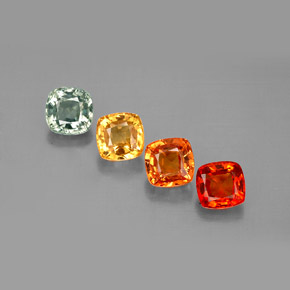2.79 ctw Multicolor Sapphire Gemstones, Sapphire Gems in Cushion-Cut Shape for Sale.