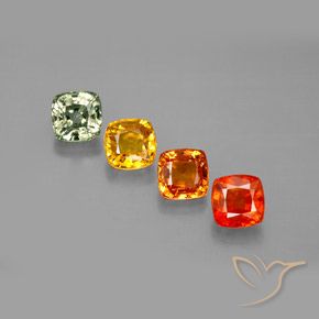 2.64 ctw Multicolor Sapphire Stones, Natural Sapphire in Cushion-Cut Shape for Sale