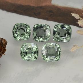 3.66 ctw Green Sapphire Gemstones, Sapphire Gems in Cushion-Cut Shape for Sale.