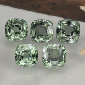 3.66 ctw Green Sapphire Stones, Natural Sapphire in Cushion-Cut Shape for Sale