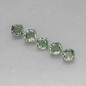 3.49 ct Green Sapphire Gemstone, Sapphire Gem in Cushion-Cut Shape for Sale.
