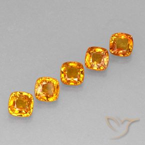 3.42 ctw Golden Sapphire Stones, Natural Sapphire in Cushion-Cut Shape for Sale