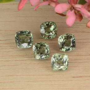 3.80 ctw Green Sapphire Gemstones, Sapphire Gems in Cushion-Cut Shape for Sale.
