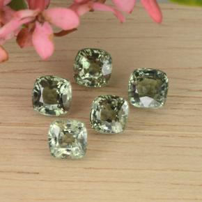 3.80 ctw Green Sapphire Stones, Natural Sapphire in Cushion-Cut Shape for Sale