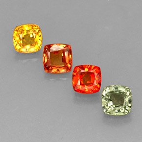 3.16 ctw Multicolor Sapphire Gemstones, Sapphire Gems in Cushion-Cut Shape for Sale.