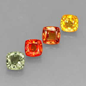 3.16 ctw Multicolor Sapphire Stones, Natural Sapphire in Cushion-Cut Shape for Sale