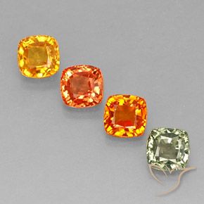 2.97 ctw Multicolor Sapphire Gemstones, Sapphire Gems in Cushion-Cut Shape for Sale.