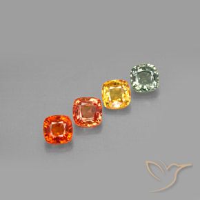 2.56 ctw Multicolor Sapphire Stones, Natural Sapphire in Cushion-Cut Shape for Sale