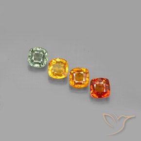 2.66 ctw Multicolor Sapphire Gemstones, Sapphire Gems in Cushion-Cut Shape for Sale.