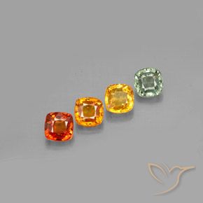 2.66 ctw Multicolor Sapphire Stones, Natural Sapphire in Cushion-Cut Shape for Sale