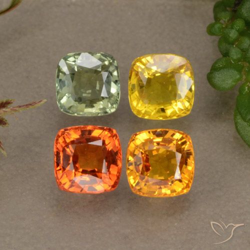 2.66 ctw Multicolor Sapphire Gemstones, Sapphire Gems in Cushion-Cut Shape for Sale.