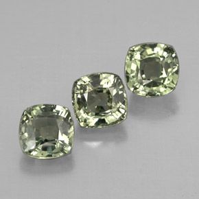 2.32 ct Green Sapphire Stone, Natural Sapphire in Cushion-Cut Shape for Sale