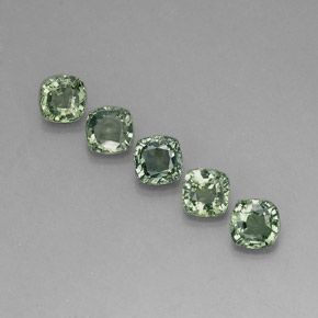3.97 ct Green Sapphire Gemstone, Sapphire Gem in Cushion-Cut Shape for Sale.
