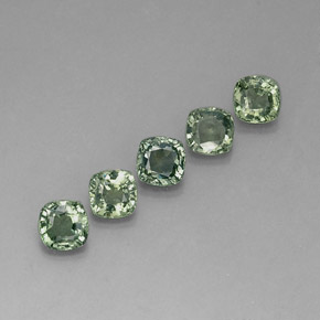 3.97 ct Green Sapphire Stone, Natural Sapphire in Cushion-Cut Shape for Sale