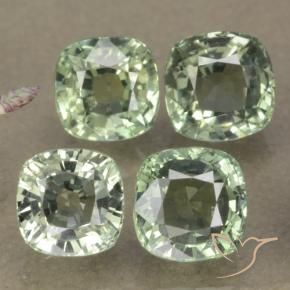 3.54 ctw Green Sapphire Stones, Natural Sapphire in Cushion-Cut Shape for Sale