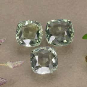 2.27 ctw Green Sapphire Gemstones, Sapphire Gems in Cushion-Cut Shape for Sale.