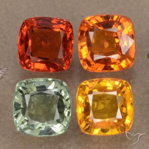 2.76 ctw Multicolor Sapphire Stones, Natural Sapphire in Cushion-Cut Shape for Sale