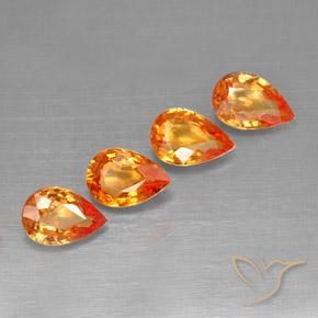 1.91 ctw Orange Sapphire Stones, Natural Sapphire in Pear Facet Shape for Sale