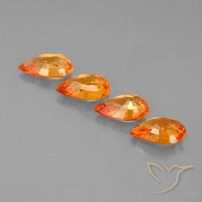 Sapphire Gemstones in 6 x 4 mm (calibrated) Size for Sale, Sapphire Stones in Reddish Orange Color