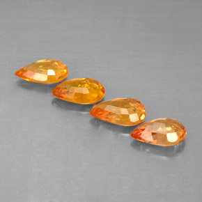 Sapphire Gemstone in 6 x 4 mm (calibrated) Size for Sale, Sapphire Stone in Yellow Orange Color