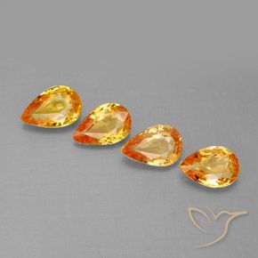1.82 ctw Orange Sapphire Gemstones, Sapphire Gems in Pear Facet Shape for Sale.