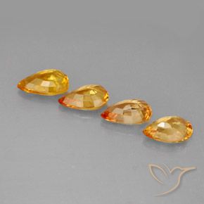 Sapphire Gemstones in 6 x 4 mm (calibrated) Size for Sale, Sapphire Stones in Deep Orange Color