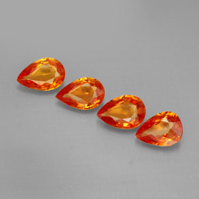 1.68 ct Orange Sapphire Gemstone, Sapphire Gem in Pear Facet Shape for Sale.