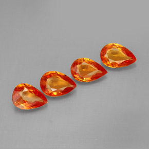 1.68 ct Orange Sapphire Stone, Natural Sapphire in Pear Facet Shape for Sale