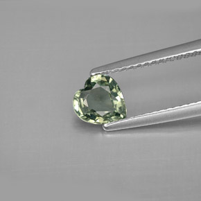 0.82 ct Green Sapphire Gemstone, Sapphire Gem in Heart Facet Shape for Sale.