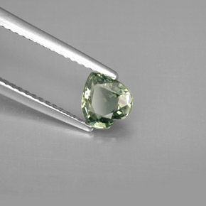 0.82 ct Green Sapphire Stone, Natural Sapphire in Heart Facet Shape for Sale