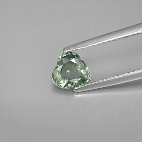 0.90 ct Green Sapphire Gemstone, Sapphire Gem in Heart Facet Shape for Sale.