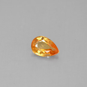 0.50 ct Orange Sapphire Gemstone, Sapphire Gem in Pear Facet Shape for Sale.