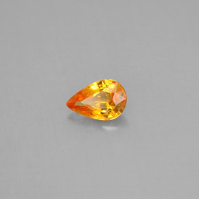 0.51 ct Orange Sapphire Stone, Natural Sapphire in Pear Facet Shape for Sale