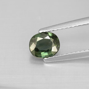 0.80 ct Green Sapphire Gemstone, Sapphire Gem in Oval Facet Shape for Sale.