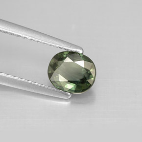 0.80 ct Green Sapphire Stone, Natural Sapphire in Oval Facet Shape for Sale