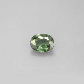 0.76 ct Green Sapphire Gemstone, Sapphire Gem in Oval Facet Shape for Sale.