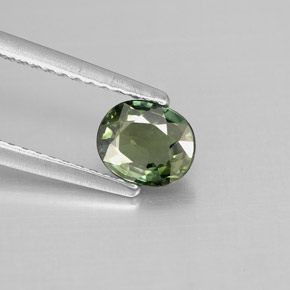 0.78 ct Green Sapphire Stone, Natural Sapphire in Oval Facet Shape for Sale