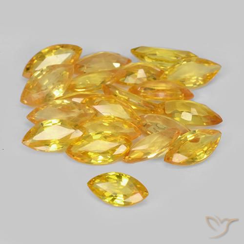 3.18 ctw Golden Sapphire Stones, Natural Sapphire in Marquise Facet Shape for Sale