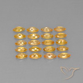 Sapphire Gemstones in 4.9 x 2.5 mm Size for Sale, Sapphire Stones in Medium-Light Orange-Gold  Color