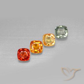 2.45 ctw Multicolor Sapphire Stones, Natural Sapphire in Cushion-Cut Shape for Sale