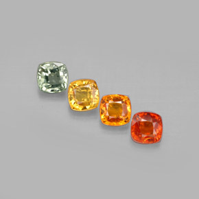 2.80 ctw Multicolor Sapphire Gemstones, Sapphire Gems in Cushion-Cut Shape for Sale.