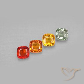 2.20 ctw Multicolor Sapphire Stones, Natural Sapphire in Cushion-Cut Shape for Sale